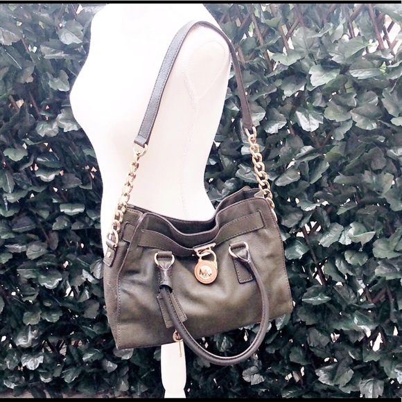 MICHAEL KORS Olive Leather Medium Hamilton Bag - Picture 1 of 10